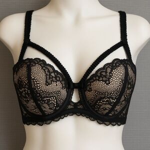 Adore Me Women's Black Lace Caged Kimmy Bra Size 32DD